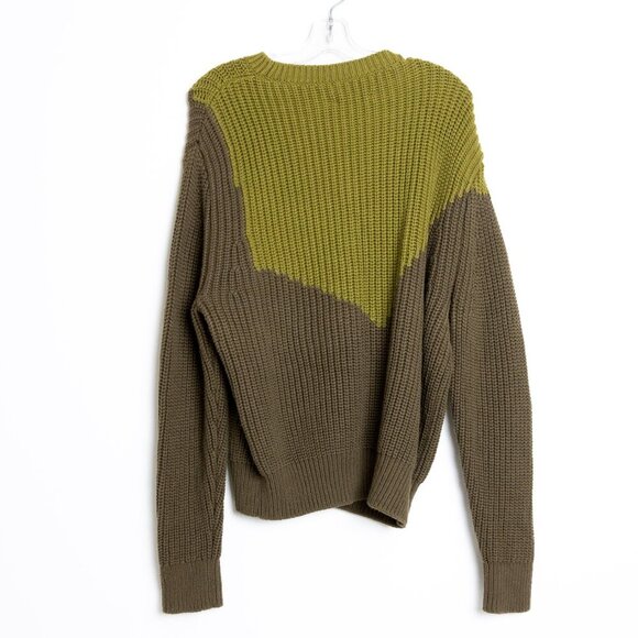 COS Two-Tone Knitted Jumper Wool Blend Chunky Sweater Green - Picture 3 of 13